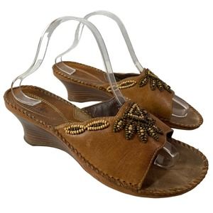 Clarks Brown Beaded Sandals